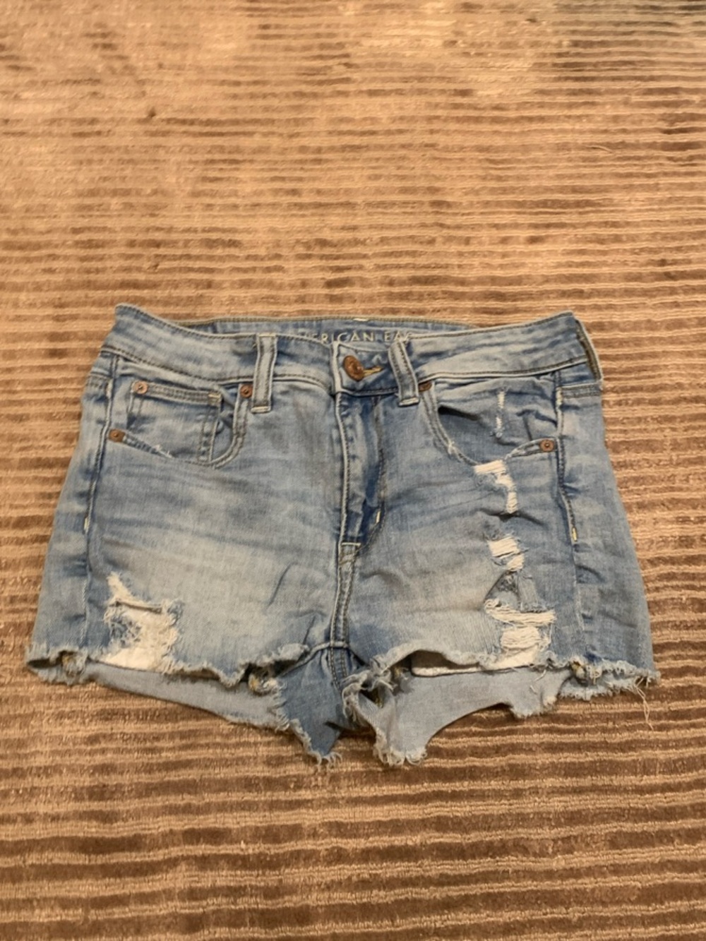 American Eagle Outfitters Light Blue Distressed Denim Shorts